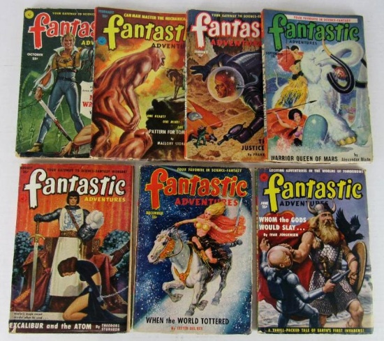 Lot (7) Golden Age Fantastic Adventures Pulps