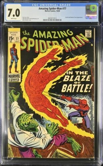Amazing Spider-Man #77 (1969) Classic Silver Age Human Torch CGC 7.0