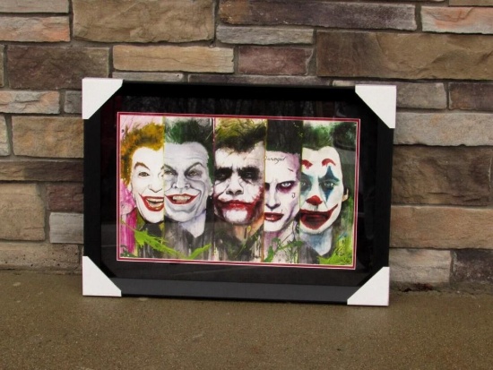 Artist Signed Rob Prior All 5 Jokers AP Giclee Print 1/50 Batman Joker Framed