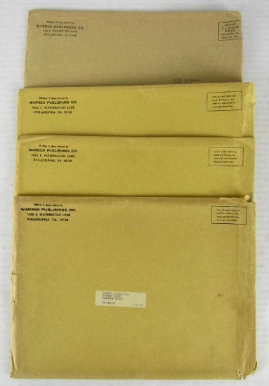 Lot (4) Rare Original 1960's Famous Monsters of Filmland Mailing Envelopes- Warren Pub