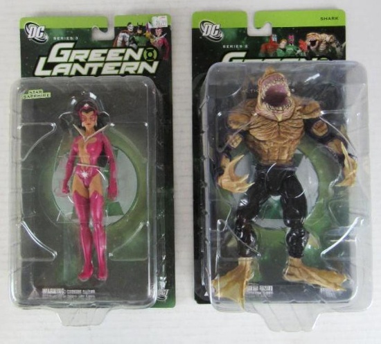 Lot (2) DC Direct Green Lantern Action Figures MOC. Shark & Star Sapphire