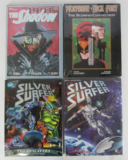 Lot (4) Out of Print Marvel Hardcovers Silver Surfer, Shadow, Wolverine