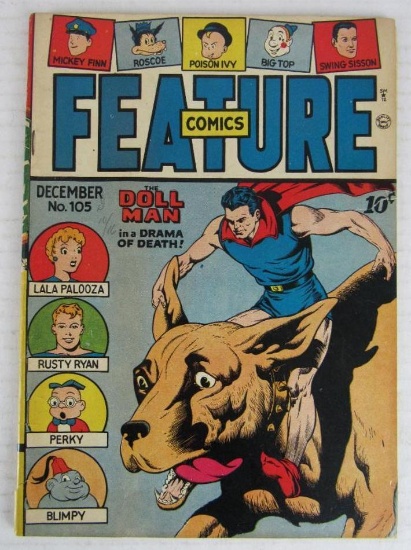 Feature Comics #105 (1946) Golden Age Doll Man/ Great Dog Cover!