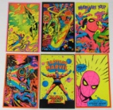 Lot (6) Vintage 1971 Marvel Black Light/ Third Eye Greeting Cards- Unused