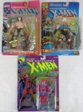 Lot (3) Vintage 1990's Toybiz X-Men Action Figures MOC. Wolverine, Cable, Magneto