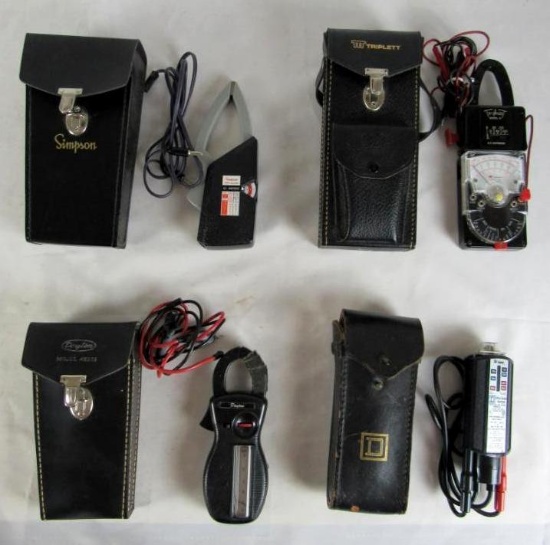 Lot (4) Vintage Amp Meters and Electrical Devices & Tools