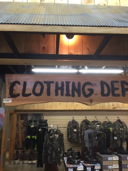 Clothing Dept Wood Sign    7'4"x20"