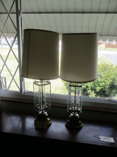 (2) Etched glass table lamps - No Shipping