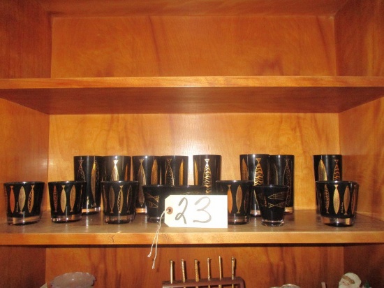 Set of ebony bar glasses - 16 pcs. - No Shipping