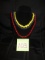 (3) Beaded necklaces - blue, red, yellow