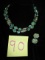Light Blue beaded necklace and clip earrings
