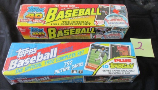 (2) Sets Topps Baseball Cards, 1991 & 1992, sealed in boxes