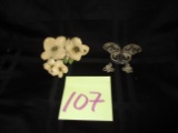 (2) Sets - Brooches and clip earrings