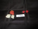 Grouping of (3) Strawberry brooches & (1) set of clip earrings
