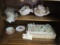 Table Cloth, Porcelain Flower Place Card Holders, Shell Bowls