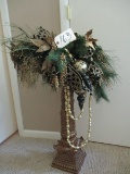 Gold Pillar W/xmas Greenery