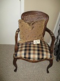 Wood/upholsterd Chair W/decorative Pillow