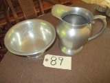 Pewter Pitcher & Bowl