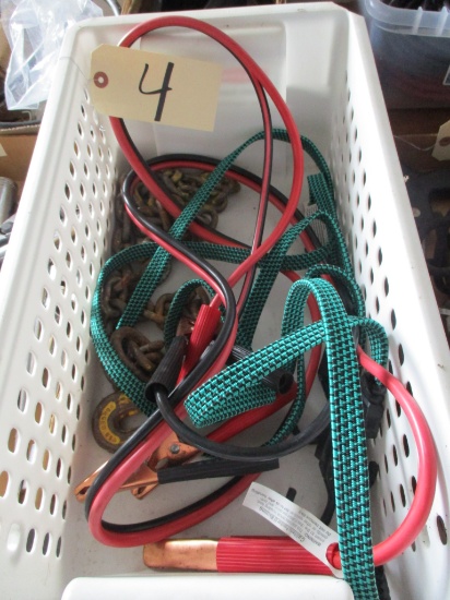 Jumper cables, tie straps, chain