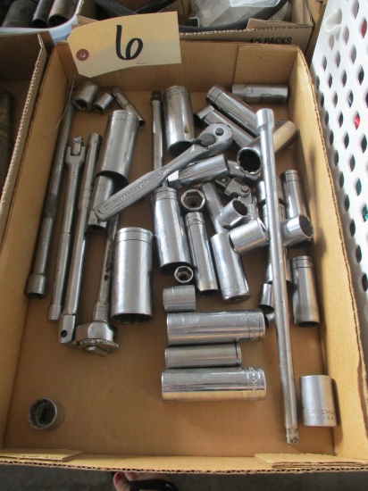 Assorted deep sockets, rachets, extenders