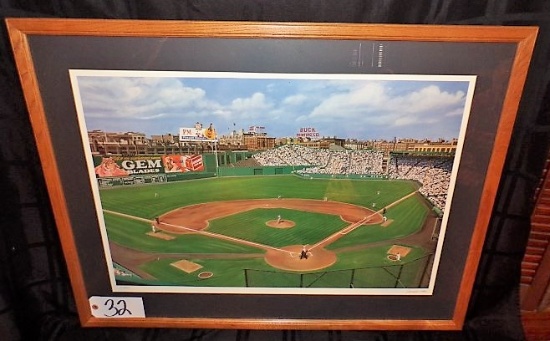 Andy Jurinko: "Fenway Park Gold" 215/8"x29 5/8" print - 35"x27.5" w/ frame.