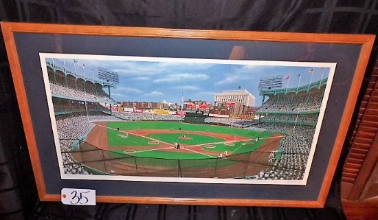 Andy Jurinko: "Yankee Stadium, 1956" 20"x36" print - 40.5"x20.5" w/ frame.