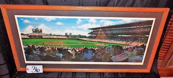 Bill Purdom: "Wrigley Field Matinee" 15 3/4"x36" print - 41.5"x22" w/ frame