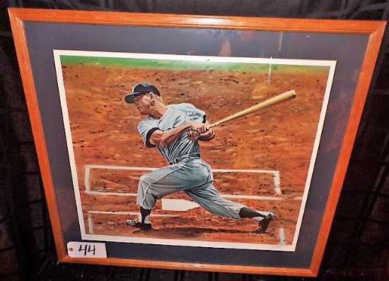 Andy Jurinko: "Mickey Mantle, 1956" 25 3/4"x29" print - 32.5"x29.5" w/ fram