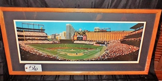 Bill Purdom: "First Camden Pitch" 14"x36" print - 41.5"x20" w/ frame. Balti