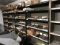 (5) 7ft. Metal shelves w/ black pipe fittings & contents
