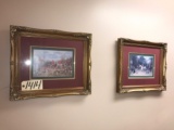 (2) Hunting scene framed pictures