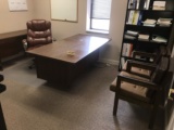 Desk, credenza, & 3 chairs