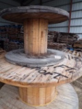 (3) Wooden spools, various sizes