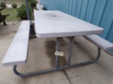 (2) Smoking stands/plastic picnic table