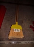 (3) Wood handled plastic brooms