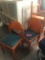 (4) Orange/blue leather waiting room chairs