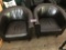 (2) Black leather side chairs