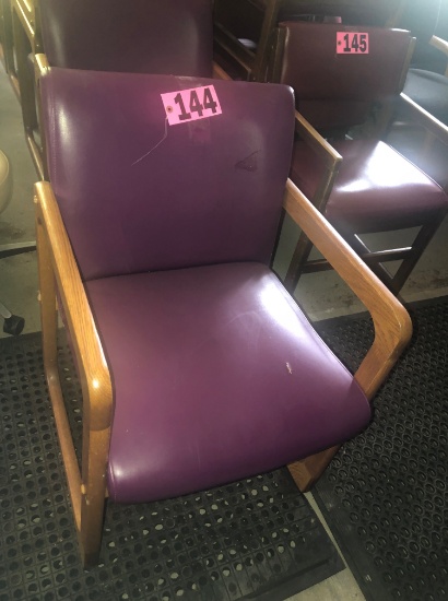 (8) Purple leather waiting room chairs