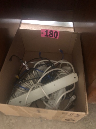 Box of power strips & misc. cords