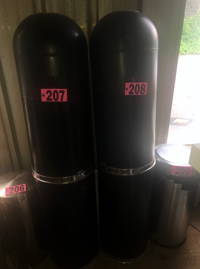 (2) Black metal trashcans