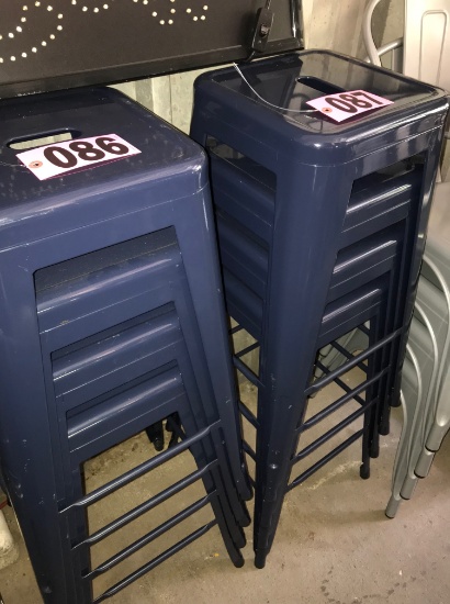 (4) Blue metal barstools