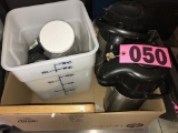 Box of coffee pitchers, measuring storage containers