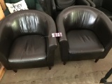 (2) Black leather side chairs