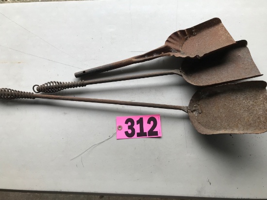 (3) Antique metal coal shovels