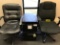 (2) Rolling office chairs & file cabinet