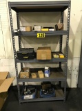Metal shelving, contents: drill bits, tooling, etc.l