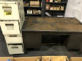 Metal desk & file cabinet