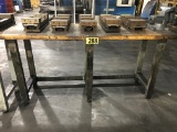 6ft x 2ft Wood top work bench w/ 6in jaw bench vice