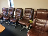 (6) Brown leather rolling chairs