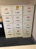 (3) Staples letter size 4 drawer file cabinets